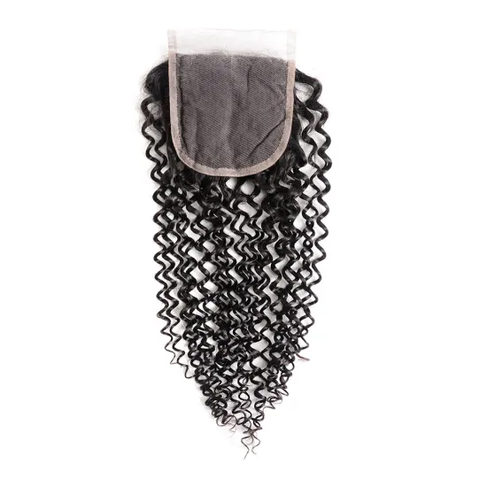 Wholesale 10 12 14 16 Inch Virgin Human Hair 4x4 5x5 6x6 7x7 Natural Color Kinky Curl 4*4 Transparent Lace Closure