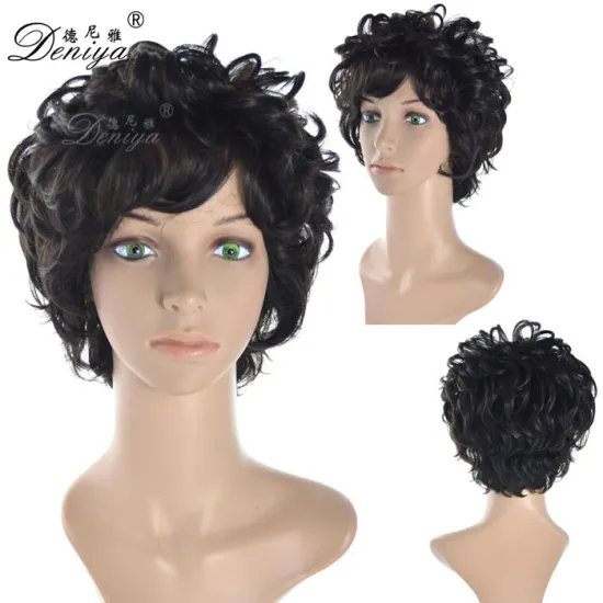 hot selling afro curly synthetic wig cheap short black wig wholesale