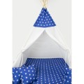 Blue Teepee For Kids Stars With Pillows