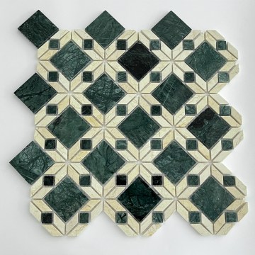 Luxury Modern Bathroom Wall Decoration with Green Octagon Marble Mosaics