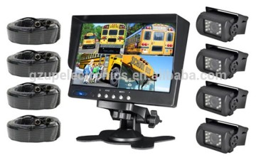 Car Reverse Kit with 7inch LCD Quad Monitor for Bus Truck Trailer Van