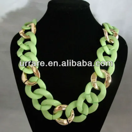 Spring Green Gold Chunky Plastic Chain Necklace for Friends