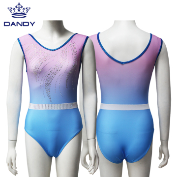 Rhinestones Gymnastic Leotards For Girls