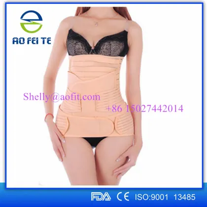 Postpartum Recovery new design 3 pieces pink corset body shaper waist slimmer gastric waist belt
