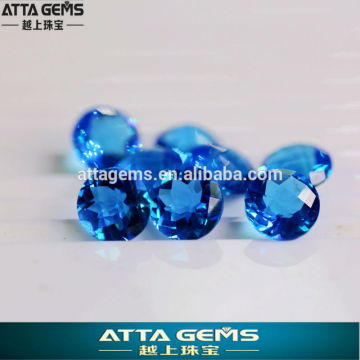 CHINA cheap round glass- aquamarine checkerboard cut