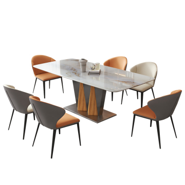 Luxury Living Room Furniture Set with Hotel Leisure Dining Set and Rock Marble Top Dining Table