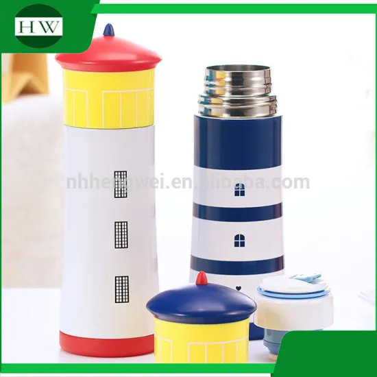 double walled cartoon lighthouse stainless steel vacuum tube sealed travel drinking water bottle mug cup