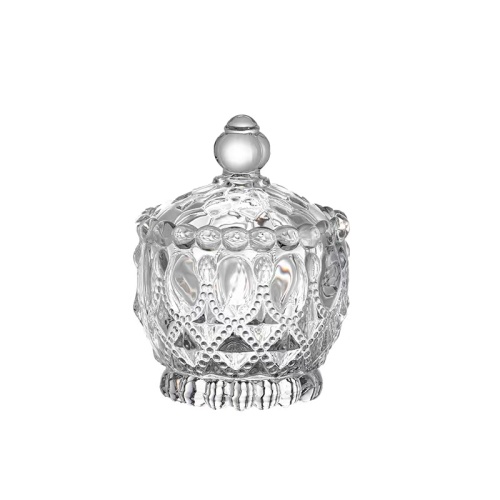 Mini crystal glass jar candle holder with lid