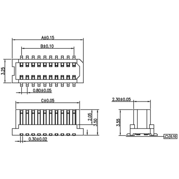 Side socket male H3.55 board-to-board connector