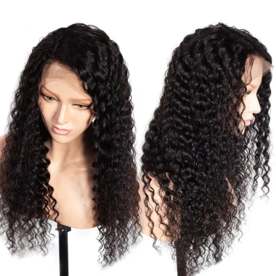 Deep Wave  Lace Front Wig 100%  Raw Human Hair , Gluesless Deep Wave Lace Front Wigs With Elastic Band Wigs For African American
