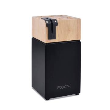 Multi-functional Non-slip Wood Knife Block with Sharpener