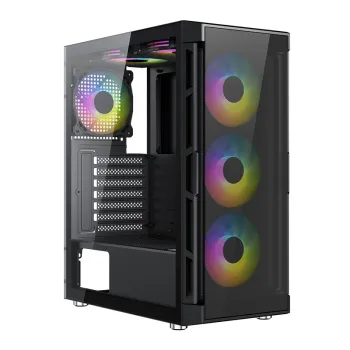 Gaming PC Case - Full Tower ATX Chassis with Tempered Glass and Audio Features