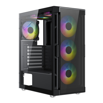 Gaming PC Case - Full Tower ATX Chassis with Tempered Glass and Audio Features