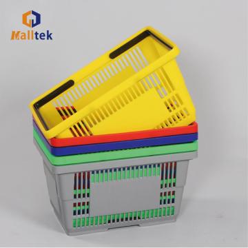 high quality plastic double handle Hand shopping basket