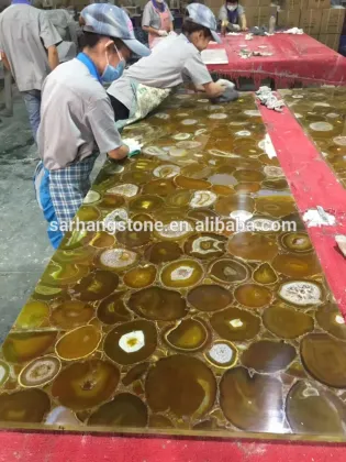 Yellow Agate Backlit Semiprecious Stone