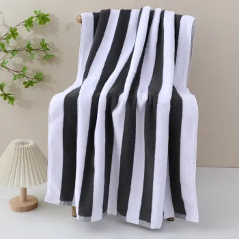 Custom 100% Cotton Striped Beach Towel for Swimming Pools and Cabanas