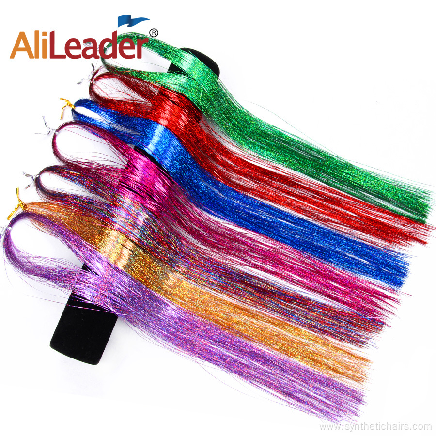 Rainbow Dazzle Silk Glitter Sparkly Hair Tinsel Extension