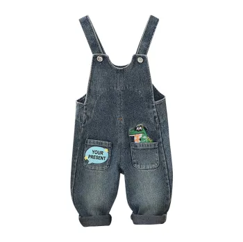 Spring and Autumn Korean Edition 2024: Girls' Baby Strap Pants for Children's Casual Cowboy Style