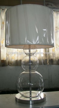 Modern clear Glass body table Lamp with white fabric shade B2195