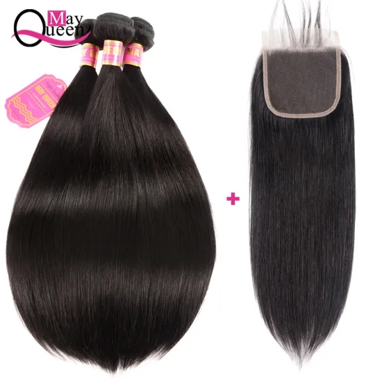 12A Virgin Cuticle Aligned Human Hair Bundles With Closure Straight Weave Bundles Wholesale Brazilian Human Hair Extensions