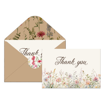 Vintage Romantic Flower Brown Paper Envelope Greeting Card Invitation