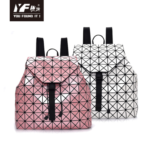 Leather Laptop Bag Geometric lingge backpack fashion laptop backpack for womens Factory