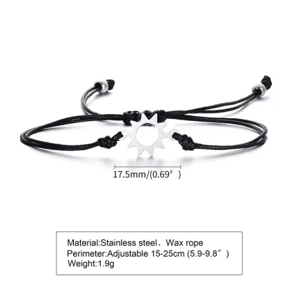 Waterproof Sun Moon Star Charm Friendship Bracelet