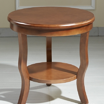 Modern Cheap Round Coffee Table: Wooden Side Tea Tables with Metal Legs, MDF Board, Wood Leg, Oak for Living Room