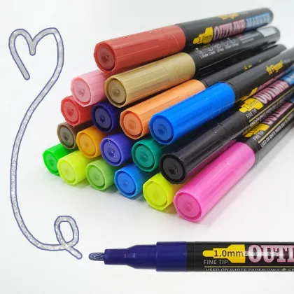 Glitter Two-Line Outline Marker Pen Set - New Arrival Double Line Pens