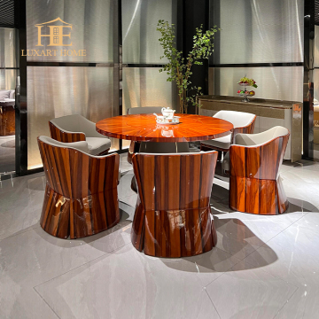Elegant Golden Stainless Steel Leg Marble Top Dining Chair Set