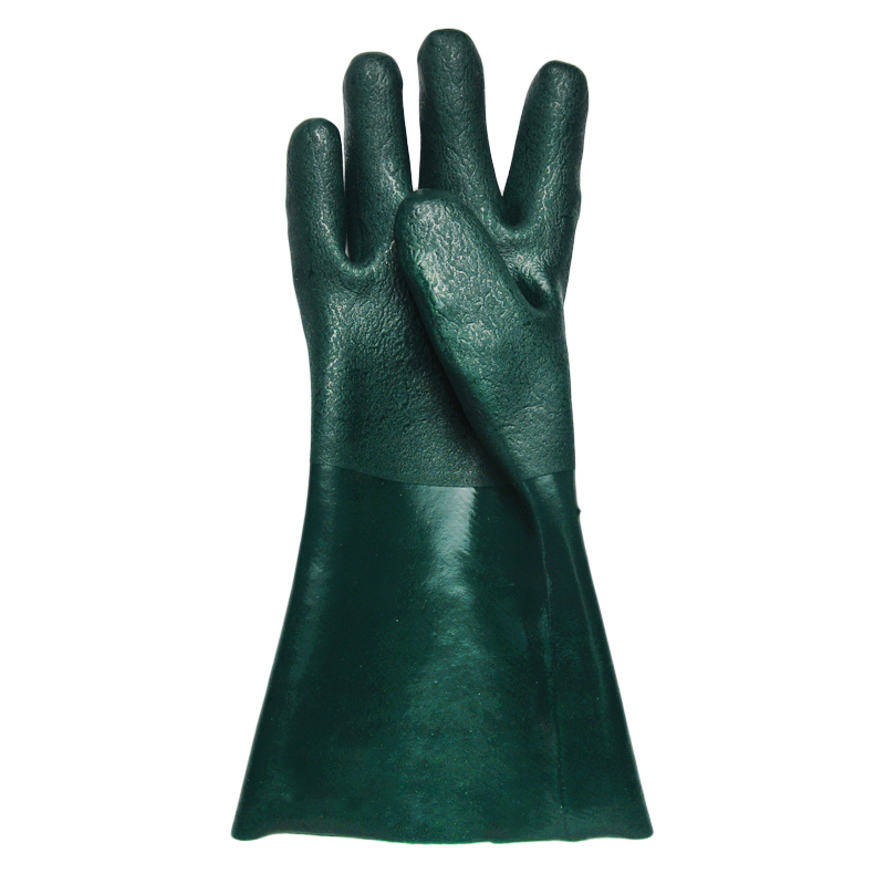 Grüne PVC-beschichtete Handschuhe 35cm