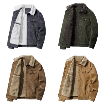 2023 Winter Padded Jacket - Men's Retro Comfortable Corduroy Polyester Coat