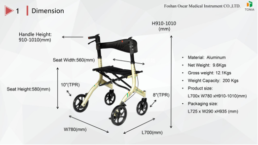 10 inch wheels rollator walker