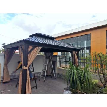 Outdoor Aluminum Gazebo with Double-Tiered Roof