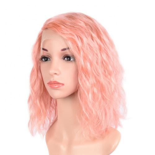 100% HUMAN HAIR PINK LACE FRONT WET N WAVY WIG