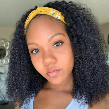 Headband Wigs Brazilian Scarf Perruque Bandeau Headband Wigs For Black Women Deep Curly Gluess Headband Wigs Human Hair