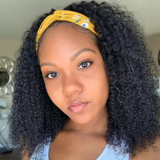 Headband Wigs Brazilian Scarf Perruque Bandeau Headband Wigs For Black Women Deep Curly Gluess Headband Wigs Human Hair