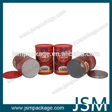 paper packaging box with easy peel off lid and plastic caps