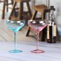 Ribbed Champagne Coupe Glasses Set With Gold Rim