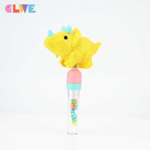 Yellow macaron wiggle giggle triceratops dinosaur candy toy