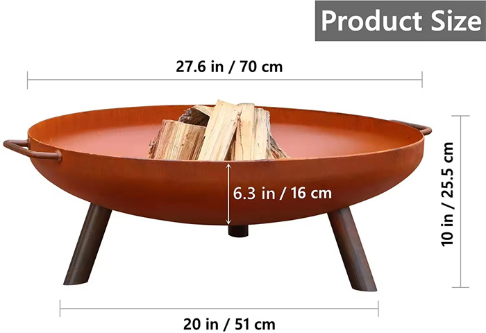 Cor-Ten Steel Square Fire Pit Propane