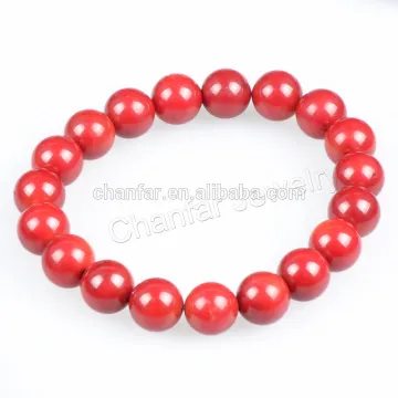 Qualitied artificial red coral beads elastic bracelet for christmas gift