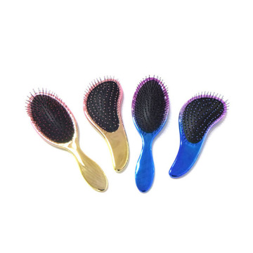 Platinum Gold Paddle Chrome Detangling Hair Dryer Brush with Heat Resistant Plastic