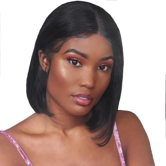 cheap price 100% virgin Brazilian human hair bob wig with bangs lace front bob wigs human hair