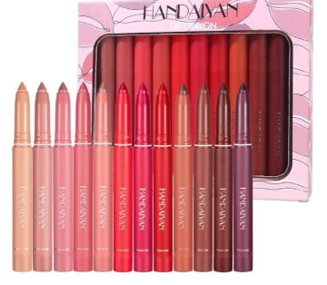 Rotating Non Fading Moisturizing Long Lasting Lipstick Pen Set - 12 Lipliner Combo