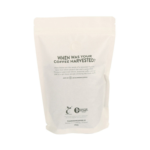 Bolsa de café compostable Stand up pouches con válvula