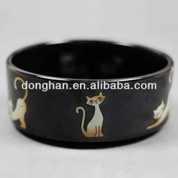black ceramic pet bowl cat feeders with custom logo