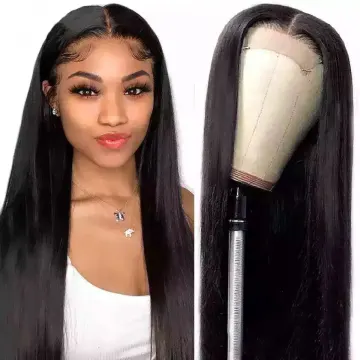 Wholesale Straight Human Hair 4*4 Lace Closure Wig Pre Plucked Brazilian Straight Lace Closure Human Hair Wigs