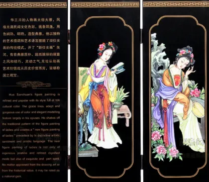 Pictures of ancient ladies, lacquerware, small screens, Chinese handicrafts