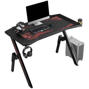 Descripción de juegos grande: Ultimate Steel Frame Workstation con gestión de cables incorporada para juegos y oficina en casa